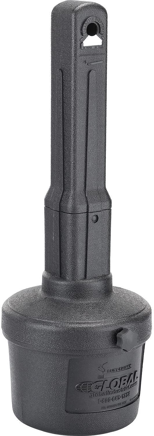 Global Industrial Free Standing Outdoor Patio Ashtray with Round Base, 11" Diameter x 30" H, 1-1/2 Gallon Capacity Cigarette Receptacle, Plastic, Black