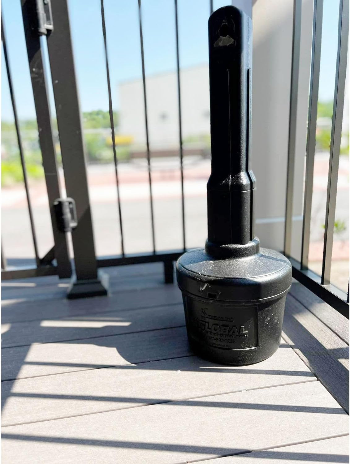 Global Industrial Free Standing Outdoor Patio Ashtray with Round Base, 11" Diameter x 30" H, 1-1/2 Gallon Capacity Cigarette Receptacle, Plastic, Black