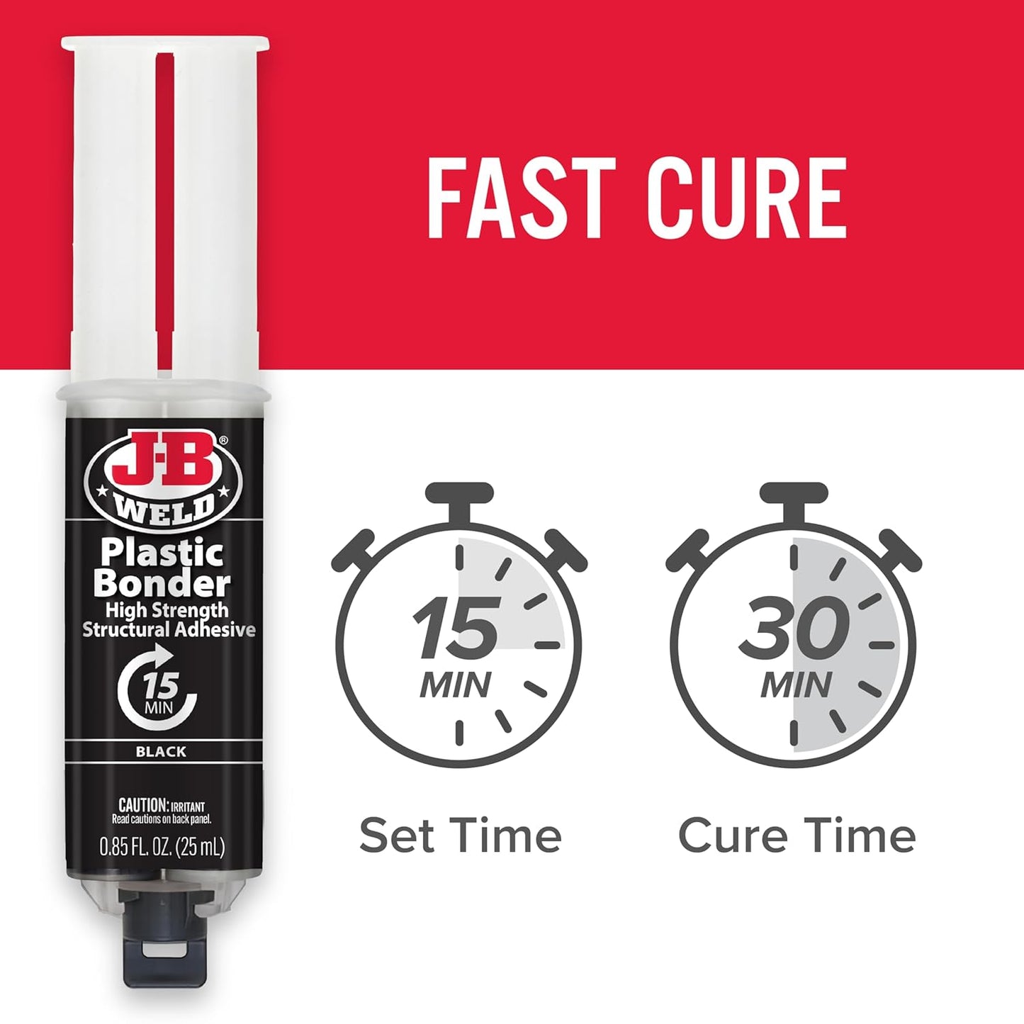 J-B Weld 50139 Plastic Bonder Body Panel Adhesive and Gap Filler Syringe - Black - 25 ml